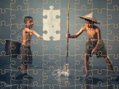 Oyunu Children Fishing Teamwork Jigsaw çevrimiçi