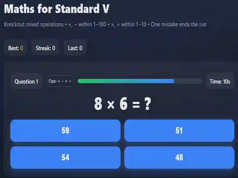 Oyunu Maths for Standard V çevrimiçi