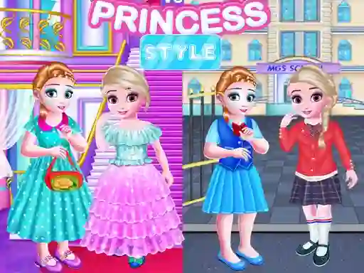 Oyunu Little Girls School vs Princess Style çevrimiçi
