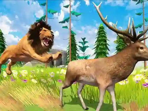 Oyunu Realistic Lion Hunting Animal 2024 çevrimiçi