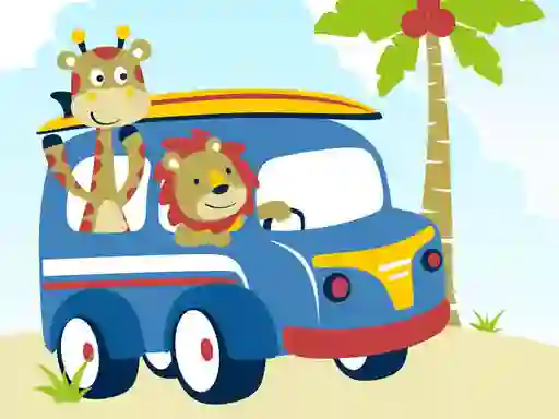 Oyunu Cute animals with cars difference çevrimiçi