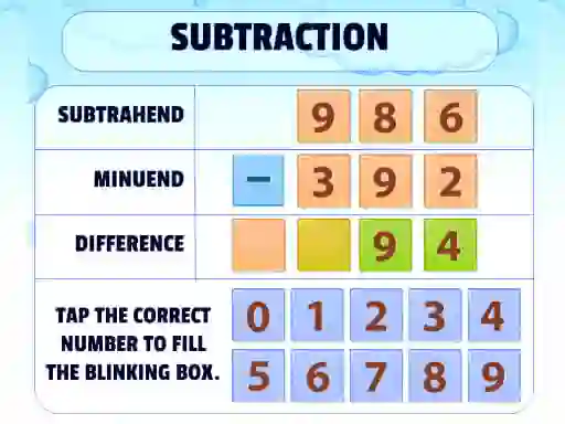Oyunu Subtraction Practice çevrimiçi