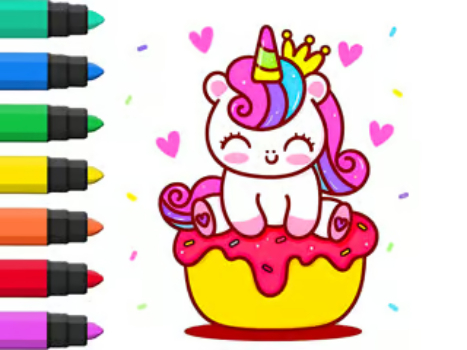 Oyunu Boyama Kitabı: Unicorn Cupcake  çevrimiçi