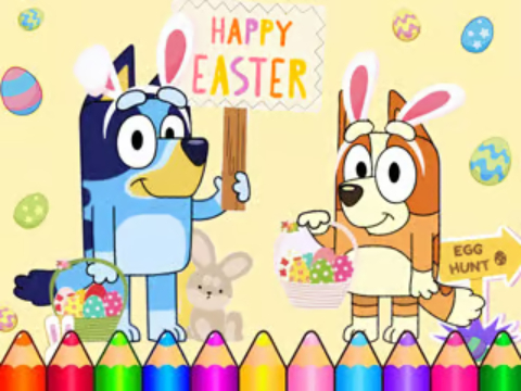 Oyunu Boyama Kitabı: Bluey Happy Paskalya  çevrimiçi