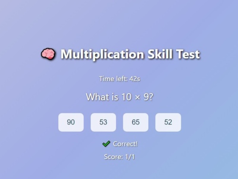 Oyunu Çarpma Beceri Testi çevrimiçi