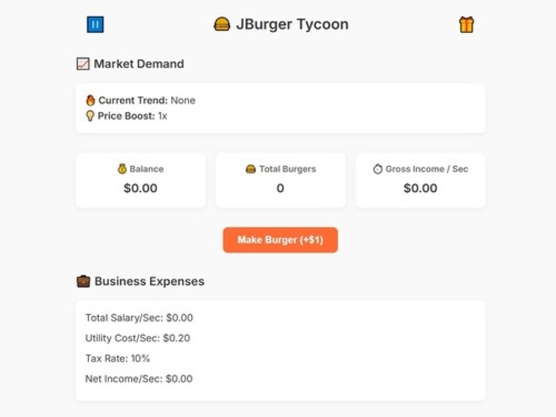 Oyunu Jburger Tycoon çevrimiçi